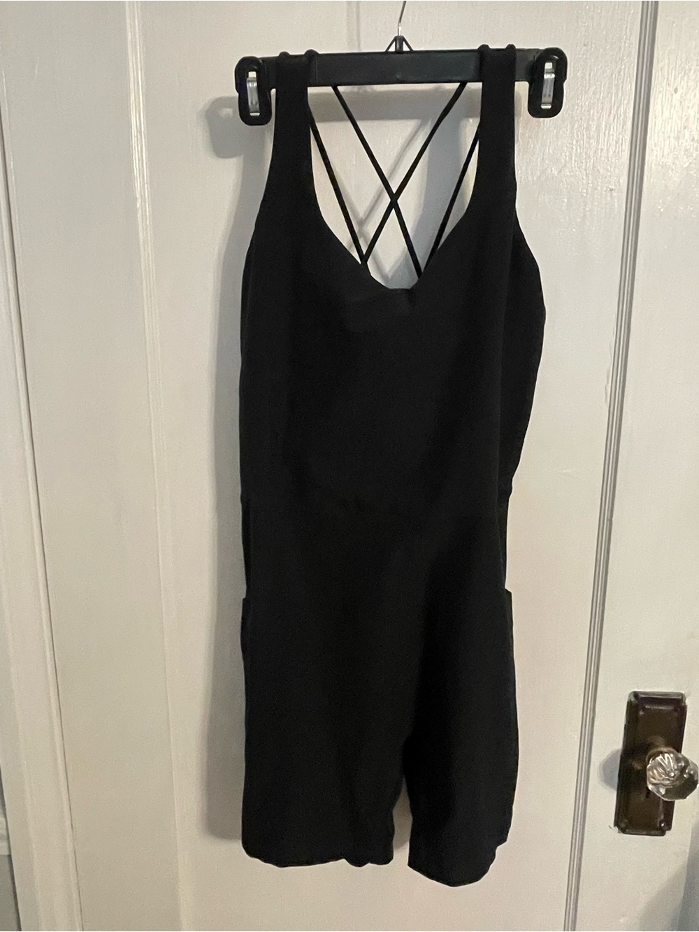CALIA by Carrie Underwood Black V-Neck Strappy-Back Romper